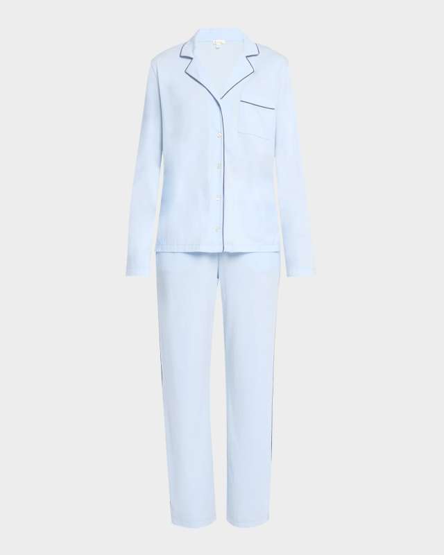 Cayla Contrast-Trim Cotton Pajama Set